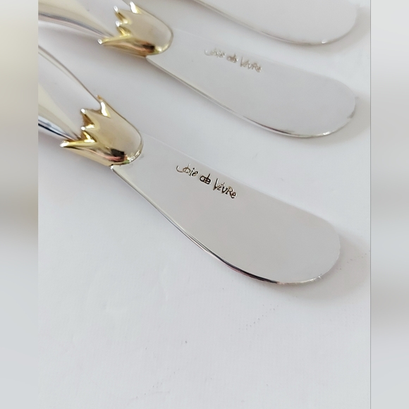 Set of 4 eggplant-shaped spreadable knives Silverplated - Picture 6 of 8